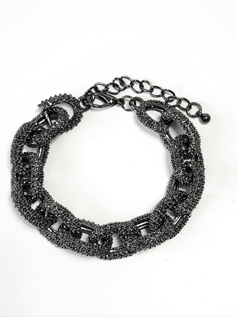 Black Metallic Link Chain Laser Cut Bracelet